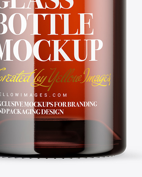 Amber Glass Bottle with Wooden Cap Mockup PSD #6