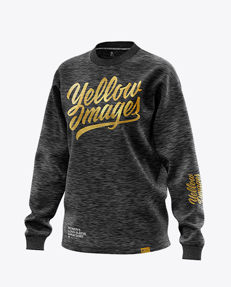 Melange Women S Long Sleeve Sweatshirt Front Half Side View In Apparel Mockups On Yellow Images Object Mockups