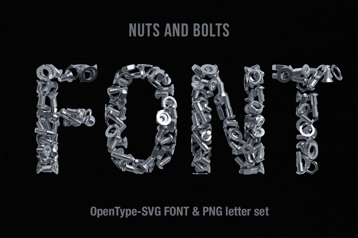 Nuts And Bolts Font on Yellow Images Creative Store
