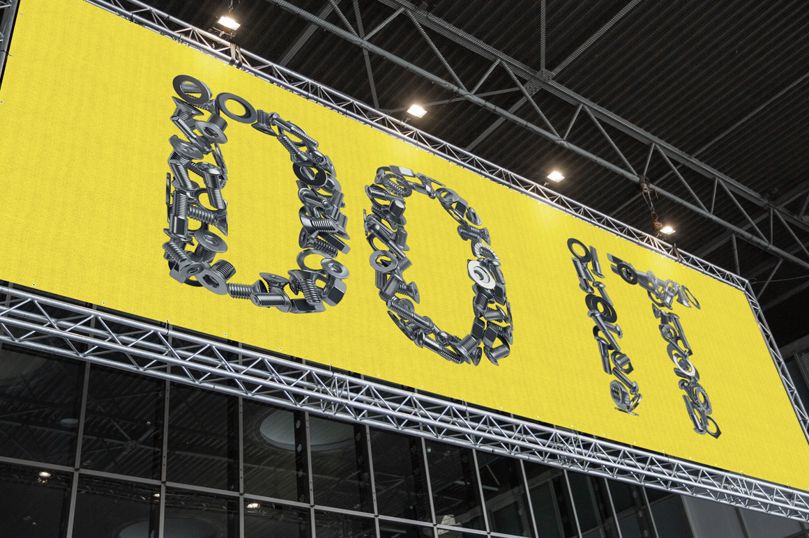 Nuts And Bolts Font on Yellow Images Creative Store