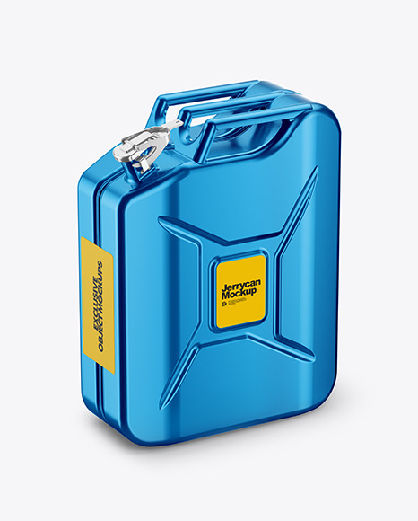 Metallic Fuel Jerrycan Mockup   Half Side View (High Angle Shot) PSD #2