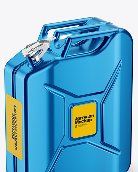 Metallic Fuel Jerrycan Mockup   Half Side View (High Angle Shot) PSD #1