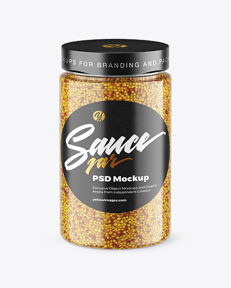 Сlear Glass Jar with Wholegrain Mustard Mockup