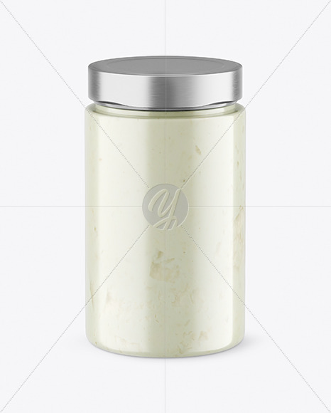 Сlear Glass Jar with Coconut Butter Mockup Сlear Glass Jar with Coconut Butter Mockup
