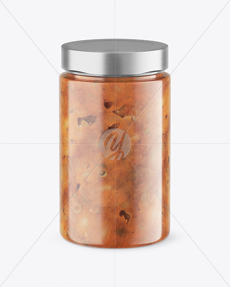 Сlear Glass Jar with Meat Sauce Mockup Сlear Glass Jar with Meat Sauce Mockup