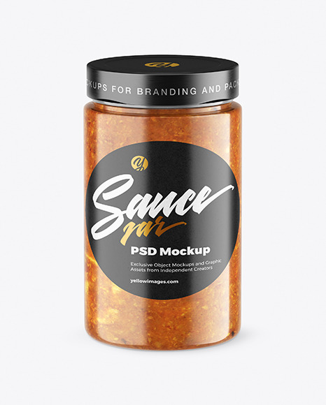 Сlear Glass Jar with Ratatouille sauce Mockup