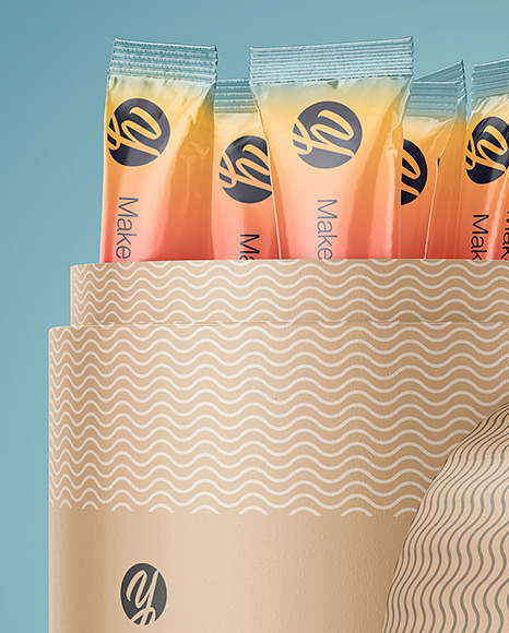 Download Opened Matte Paper Tube With Sachets Mockup In Tube Mockups On Yellow Images Object Mockups