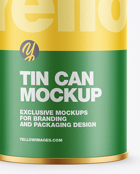 Coffee Tin Can with Paper Finish Mockup PSD #4