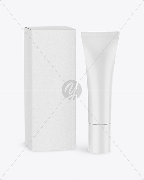 Download Matte Cosmetic Tube W Kraft Box Mockup In Tube Mockups On Yellow Images Object Mockups