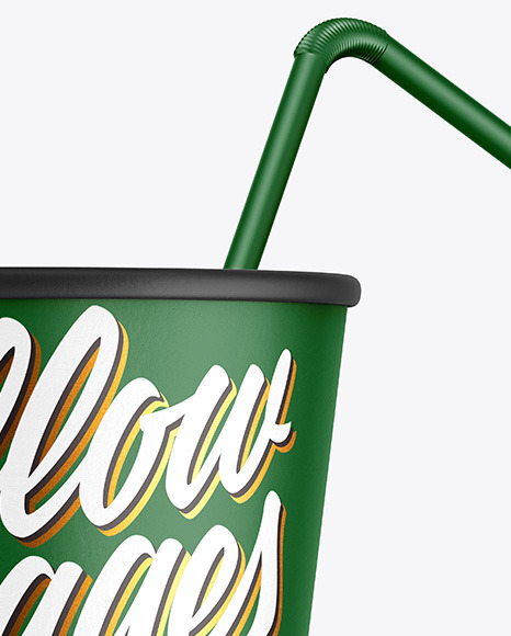 Paper Soda Cup w  Straw Mockup PSD #2
