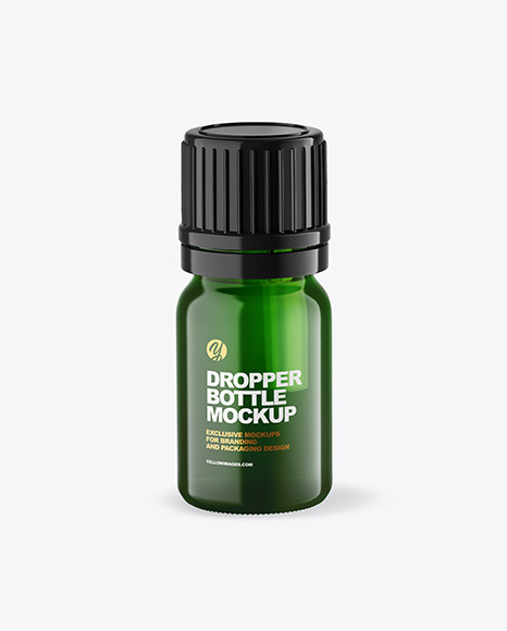 Green Glass Dropper Bottle Mockup