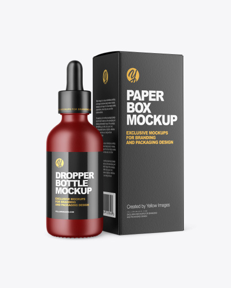 Matte Dropper Bottle with Paper Box Mockup PSD #2