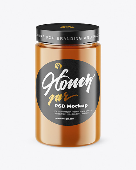 Clear Glass Raw Honey Jar Mockup
