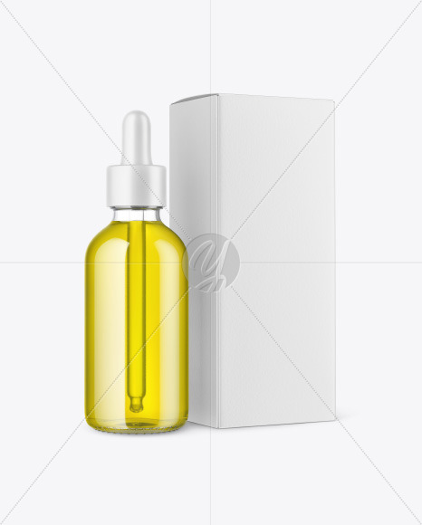 Download Glass Dropper Oil Bottle With Paper Box Mockup In Box Mockups On Yellow Images Object Mockups