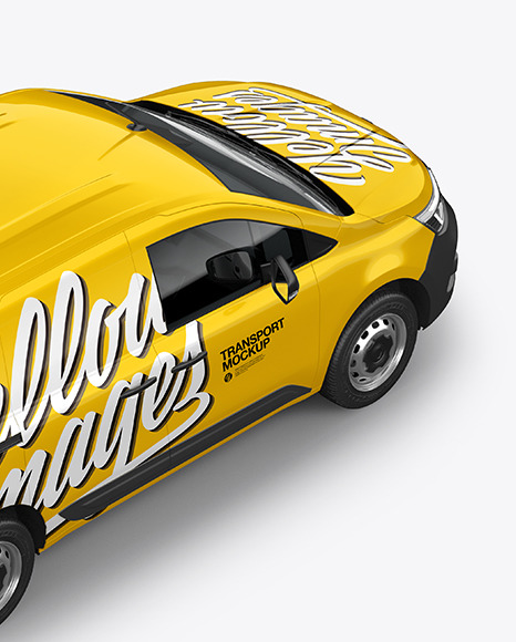 Panel Van Mockup - Back Half Side View (High-Angle Shot)