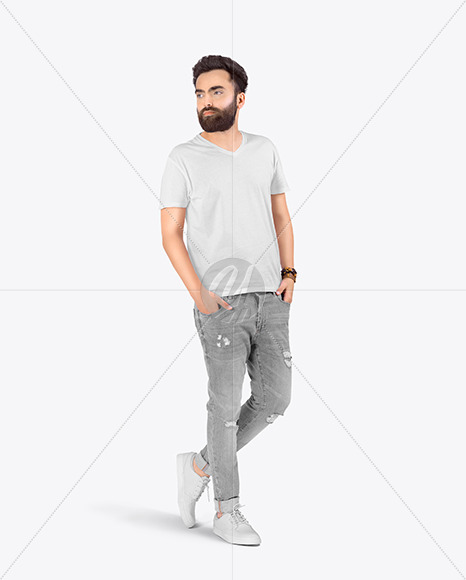 Download Man In T Shirt Mockup In Apparel Mockups On Yellow Images Object Mockups