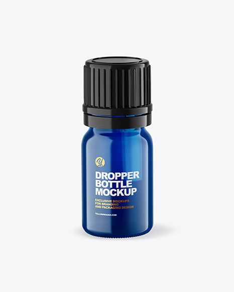 Blue Glass Dropper Bottle Mockup