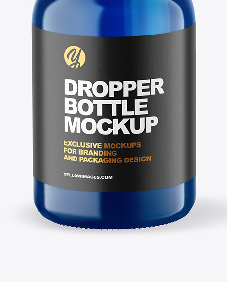 Blue Glass Dropper Bottle Mockup PSD #6