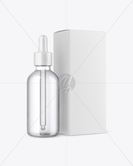 Clear Glass Dropper Bottle with Paper Box Mockup PSD #1