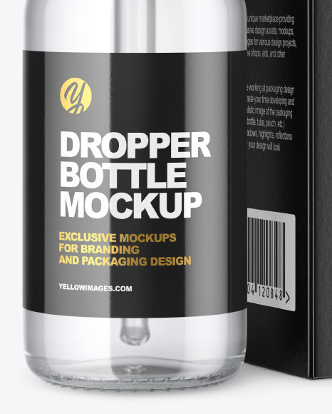 Clear Glass Dropper Bottle with Paper Box Mockup PSD #5