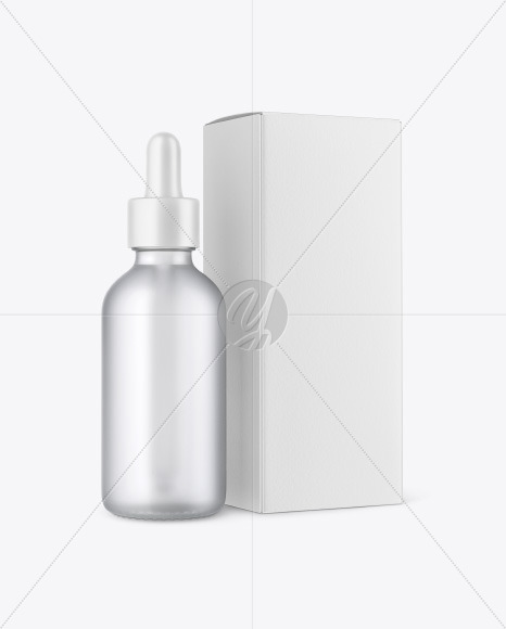 Download Frosted Glass Dropper Bottle with Paper Box Mockup in Box Mockups on Yellow Images Object Mockups