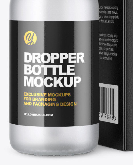 Frosted Glass Dropper Bottle with Paper Box Mockup PSD #6