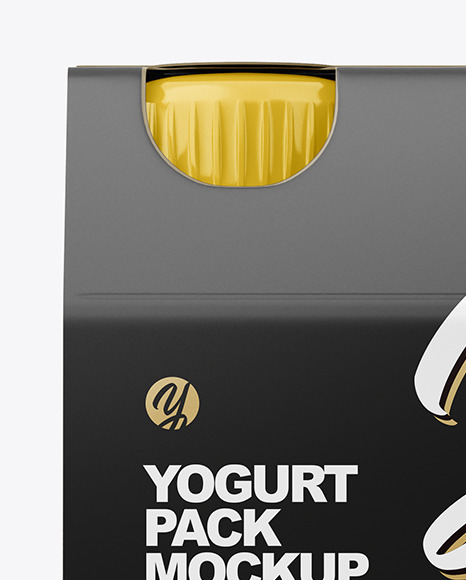 4x125ml Glossy Yogurt Pack Mockup PSD #1