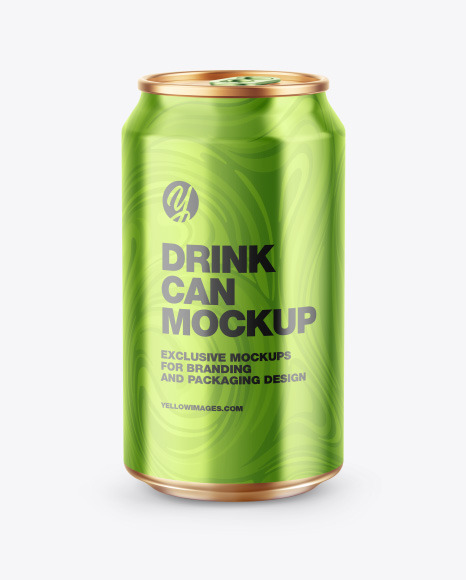 Glossy Metallic Drink Can Mockup PSD #4