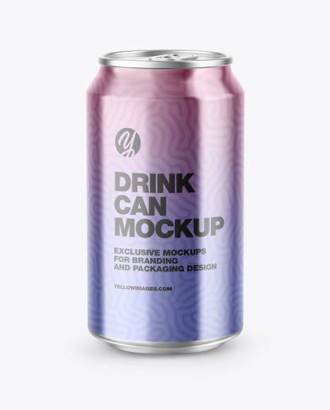 Glossy Metallic Drink Can Mockup PSD #2