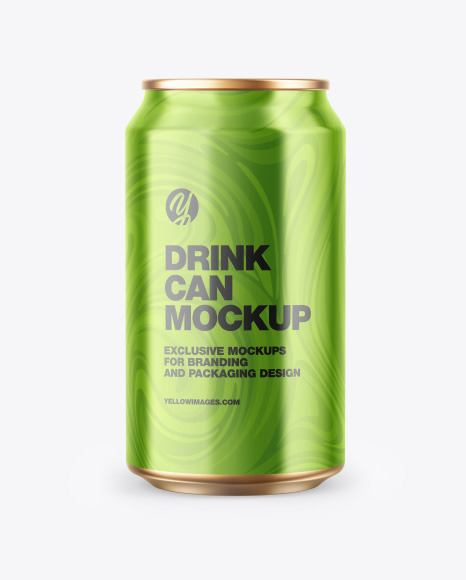 Glossy Metallic Drink Can Mockup PSD #2