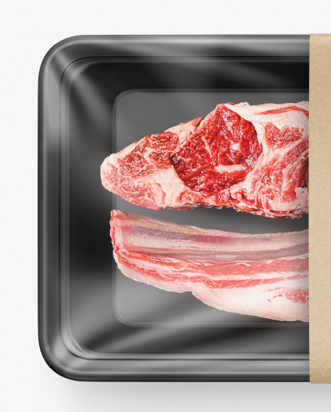 Plastic Tray w  Raw Lamb Chops Mockup PSD #6
