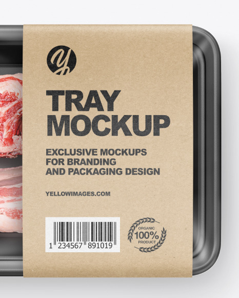 Plastic Tray w  Raw Lamb Chops Mockup PSD #7