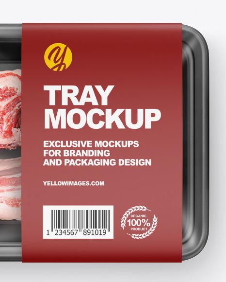 Plastic Tray w  Raw Lamb Chops Mockup PSD #5