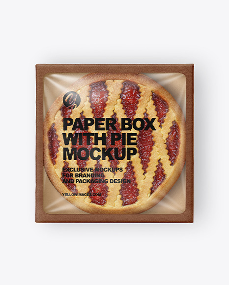 Paper Box With Pie Mockup PSD #3