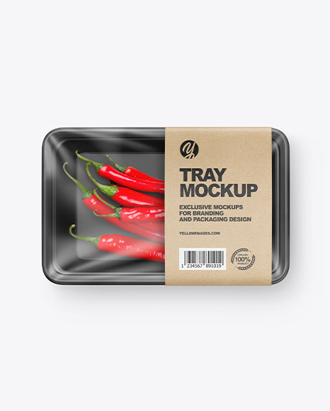 Plastic Tray W/ Chili Peppers Mockup