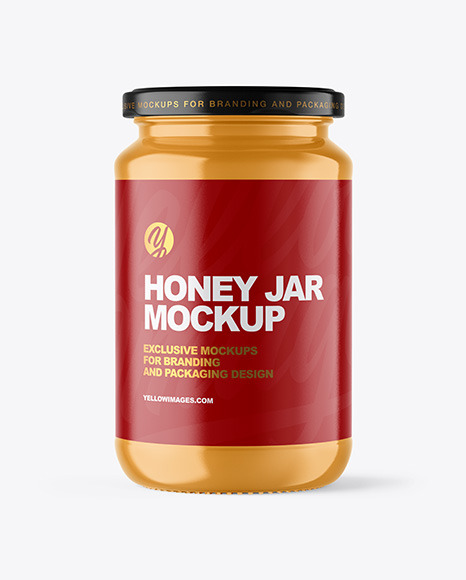 Clear Glass Jar with Creamed Honey Mockup PSD #2
