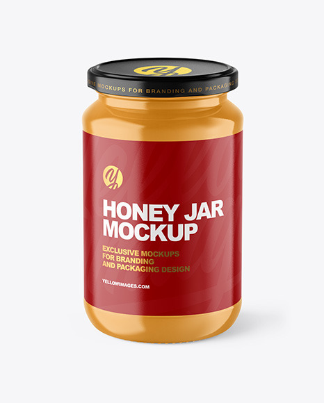 Clear Glass Jar with Creamed Honey Mockup PSD #2