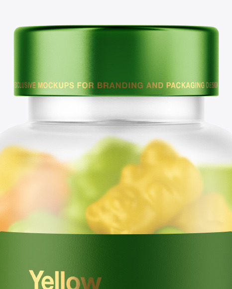 Frosted Bottle with Gummies Mockup PSD #1