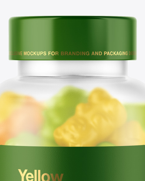 Frosted Bottle with Gummies Mockup PSD #6