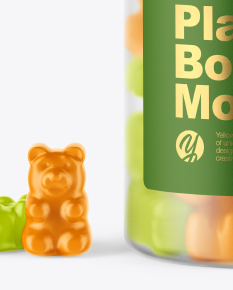 Frosted Bottle with Gummies Mockup PSD #7