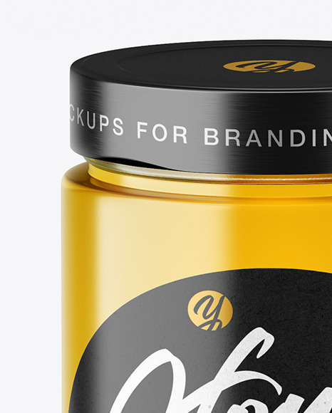 Clear Glass Honey Jar Mockup PSD #2