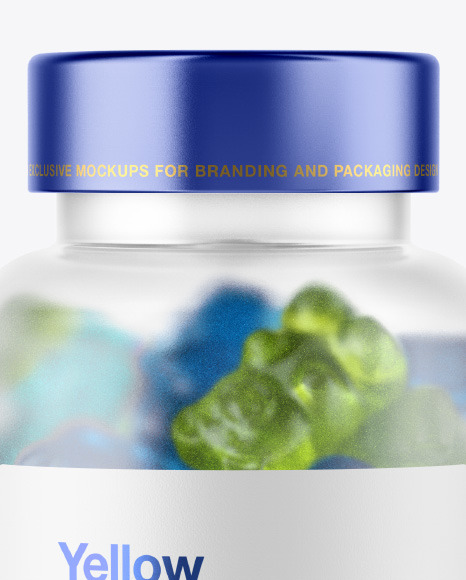Frosted Bottle with Gummies Mockup PSD #1
