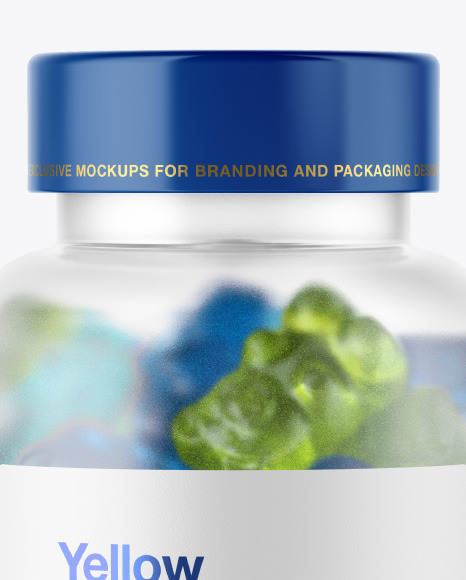 Frosted Bottle with Gummies Mockup PSD #6