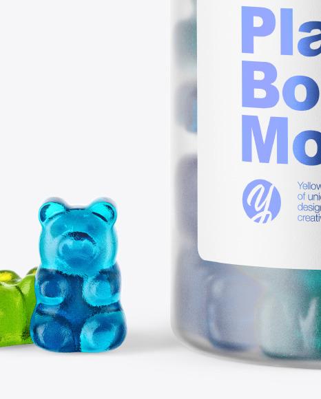 Frosted Bottle with Gummies Mockup PSD #7