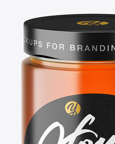 Clear Glass Honey Jar Mockup PSD #2