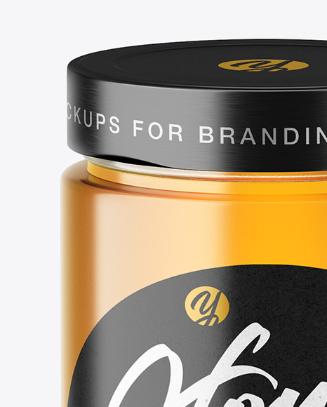 Clear Glass Honey Jar Mockup PSD #2