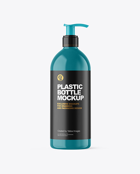 500ml Glossy Cosmetic Bottle with Pump Mockup PSD #2