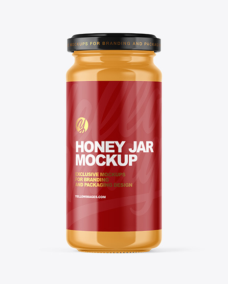Clear Glass Jar with Creamed Honey Mockup PSD #2