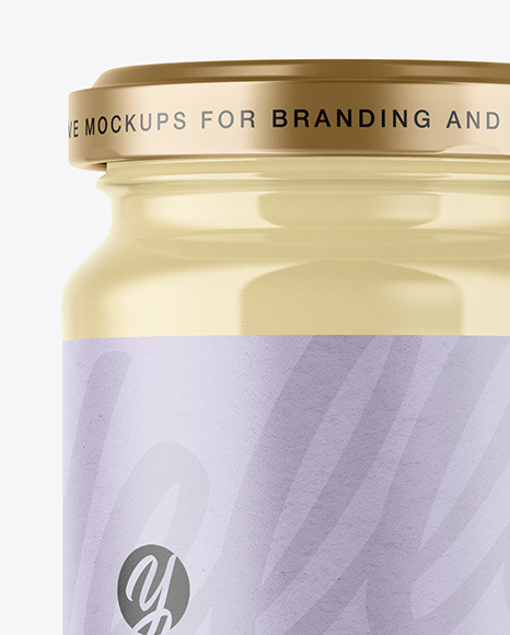 Clear Glass Jar with Creamed Honey Mockup PSD #1