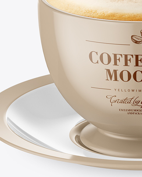 Glossy Coffee Cup w  Plate Mockup PSD #3